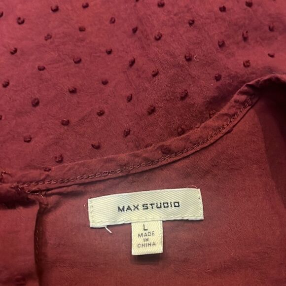 MAX STUDIO BALLOON SLEEVE SWISS DOT EMBROIDERED BLOUSE TOP SIZE L NWOT - Picture 6 of 6